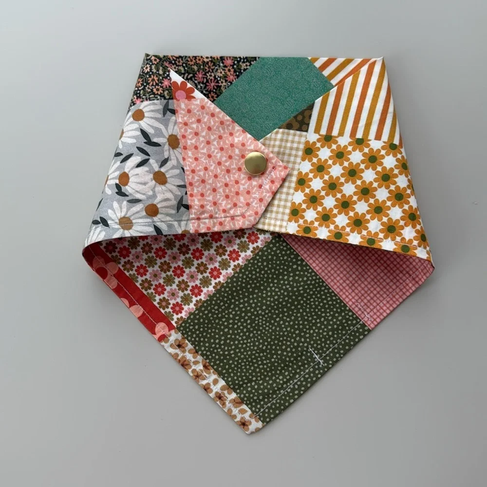 Colorful Patchwork Dog Bandana Handmade